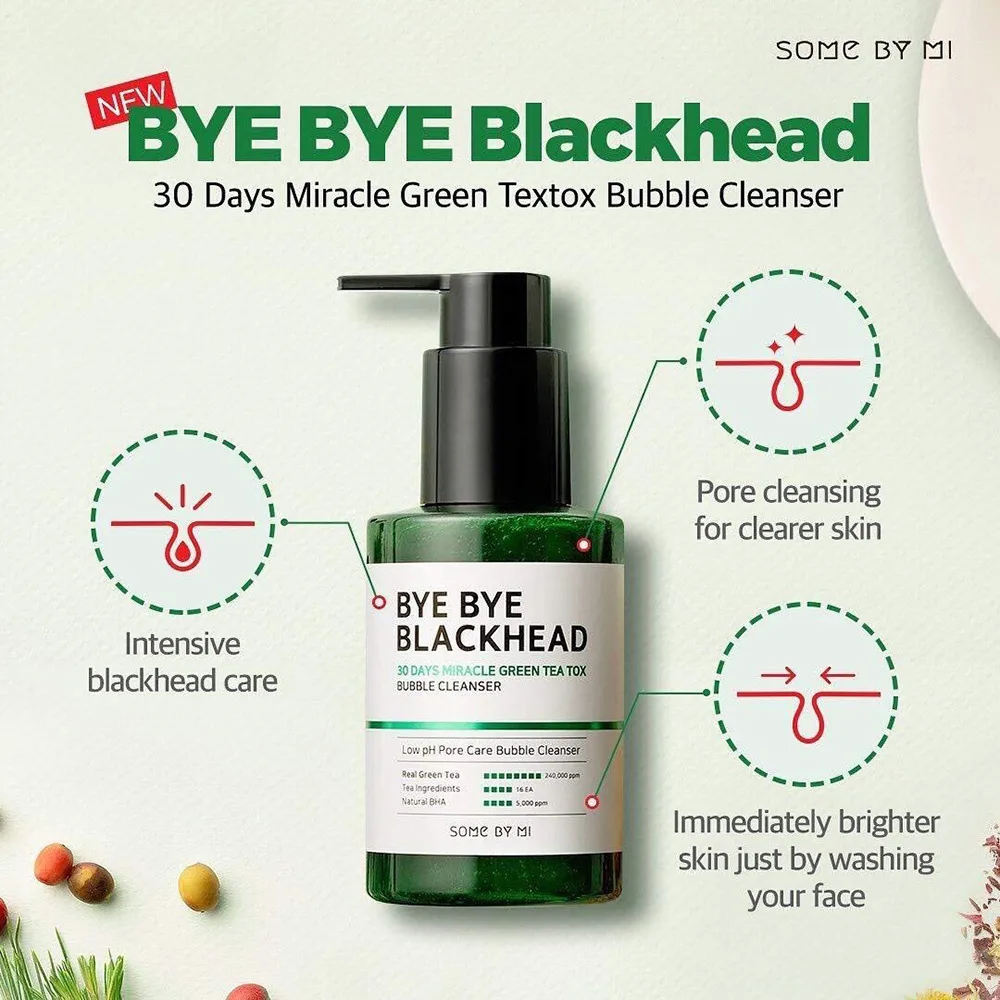 شوینده حبابی چای سبز سام بای می پاک کننده جوش سر سیاه و سفید حاوی چای سبز (کد0244)
