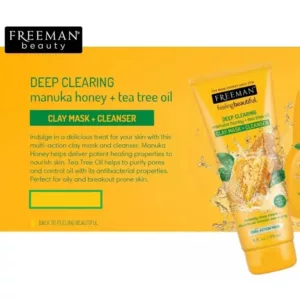 ماسک صورت خاک رس با عسل مانوکا و روغن درخت چای فریمن freeman