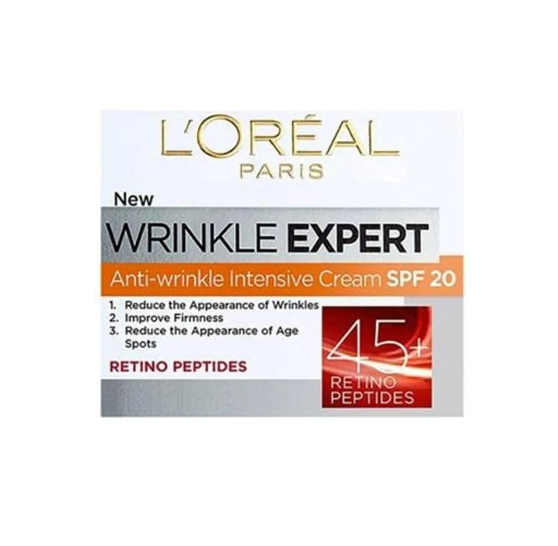 کرم روز تخصصی لورآل ضد چروک حاوی spf20 مناسب +anti wrinkle intensive cream day 45 کرم روز تخصصی لورآل ضد چروک حاوی spf20 مناسب +anti wrinkle intensive cream day 45