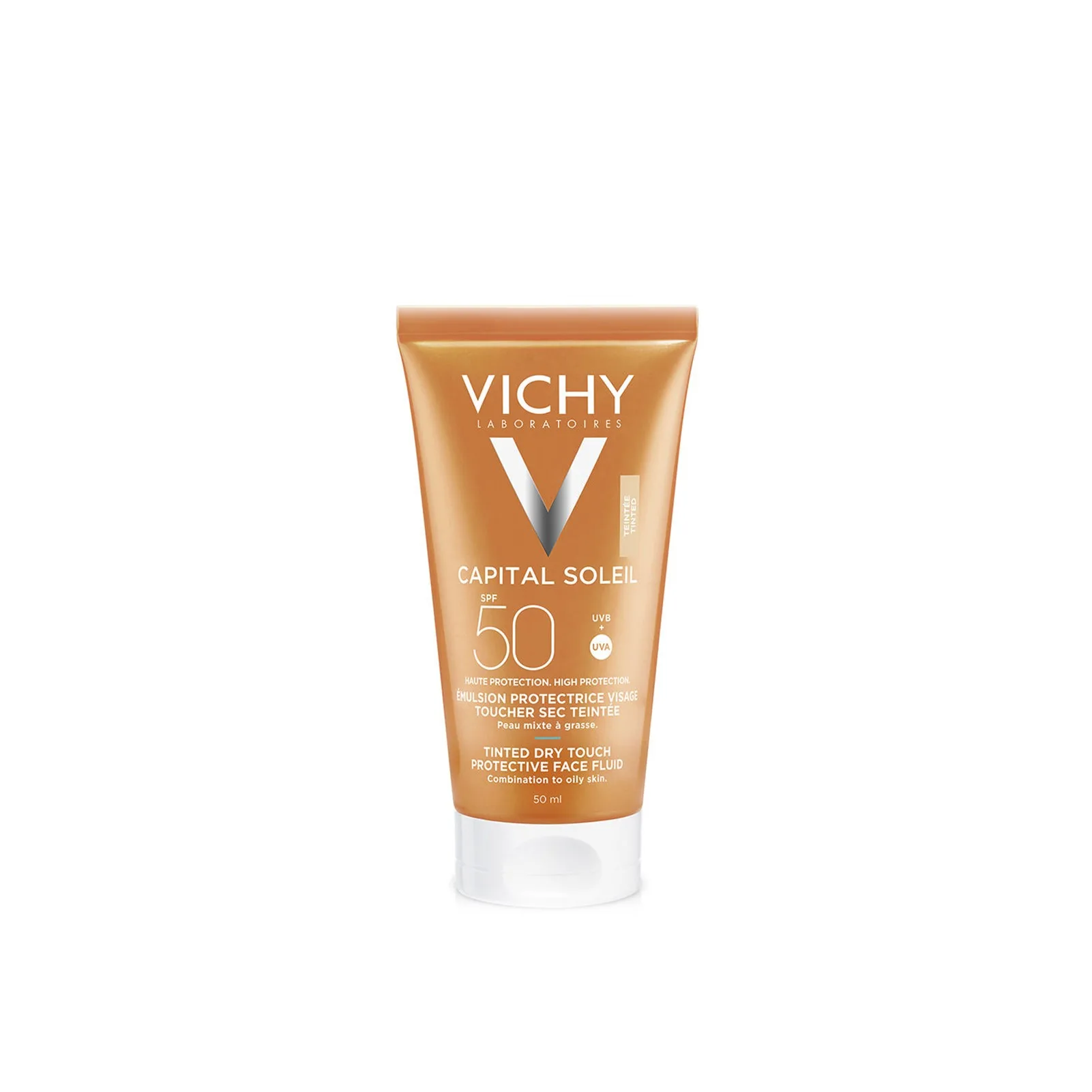 ضد آفتاب فلوئیدی رنگی ویشی spf50 مات کننده و کاملا سبک capital soleil TINTED FRY TOUCH ضد آفتاب فلوئیدی رنگی ویشی spf50 مات کننده و کاملا سبک capital soleil TINTED FRY TOUCH