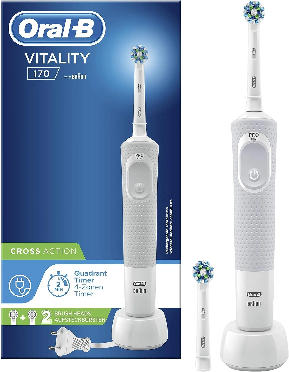 مسواک برقی اورال بی VITALITY 170 با دو سر مجزا CROSS ACTION مسواک برقی اورال بی VITALITY 170 با دو سر مجزا CROSS ACTION