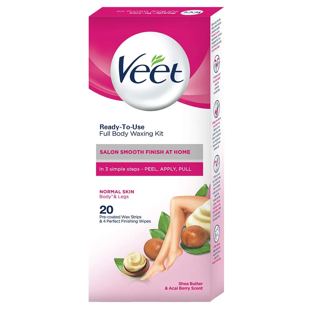نوار وکس موبر ویت Veet پوست نرمال رایحه شی باتر و آکای بری 20 عددی نوار وکس موبر ویت Veet پوست نرمال رایحه شی باتر و آکای بری 20 عددی