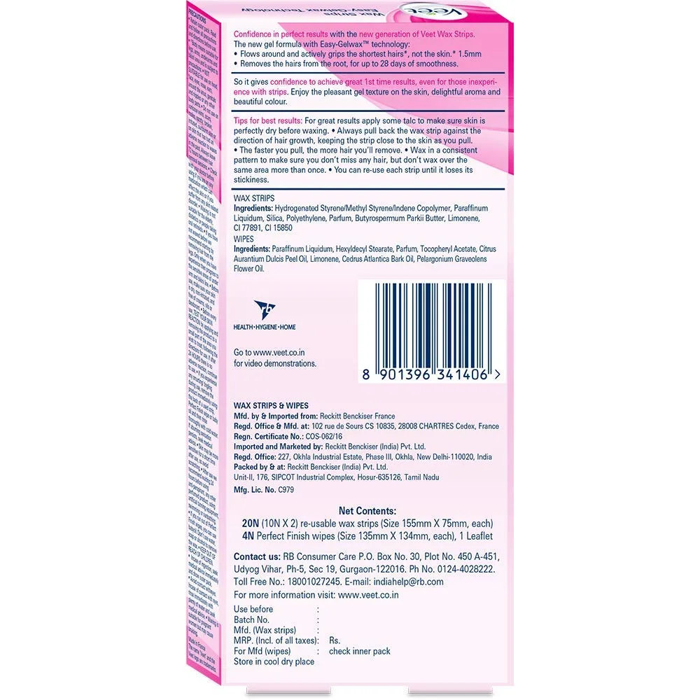 نوار وکس موبر ویت Veet پوست نرمال رایحه شی باتر و آکای بری 20 عددی