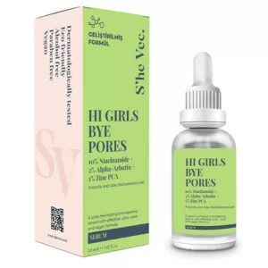 سرم ضد جوش و لک She Vec شی وک نیاسینامید آلفا آربوتین زینک She Vec Hi Girls Bye Pores – Niacinamide + Zinc PCA 30 ml
