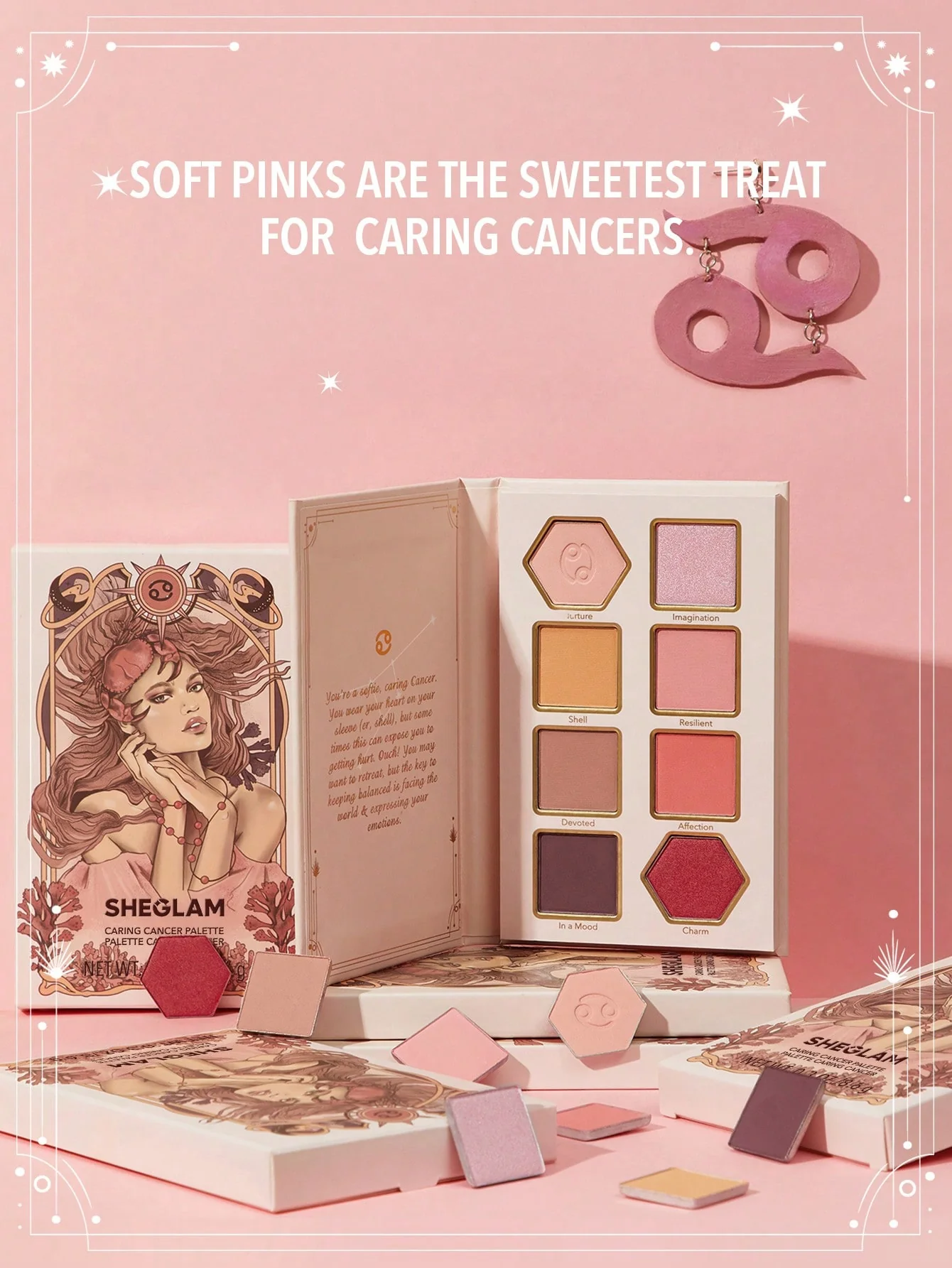 پالت سایه شیگلم مدل caring cancer pallete رنگ caring cancer