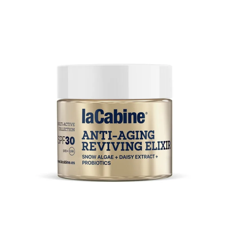 کرم صورت لاکابین ضد چروک عمیق روشن کننده ضد لکه های تیره با ضد آفتاب کد0346 La Cabine Anti-Aging Reviving Elixir Face Cream SPF30 50ml