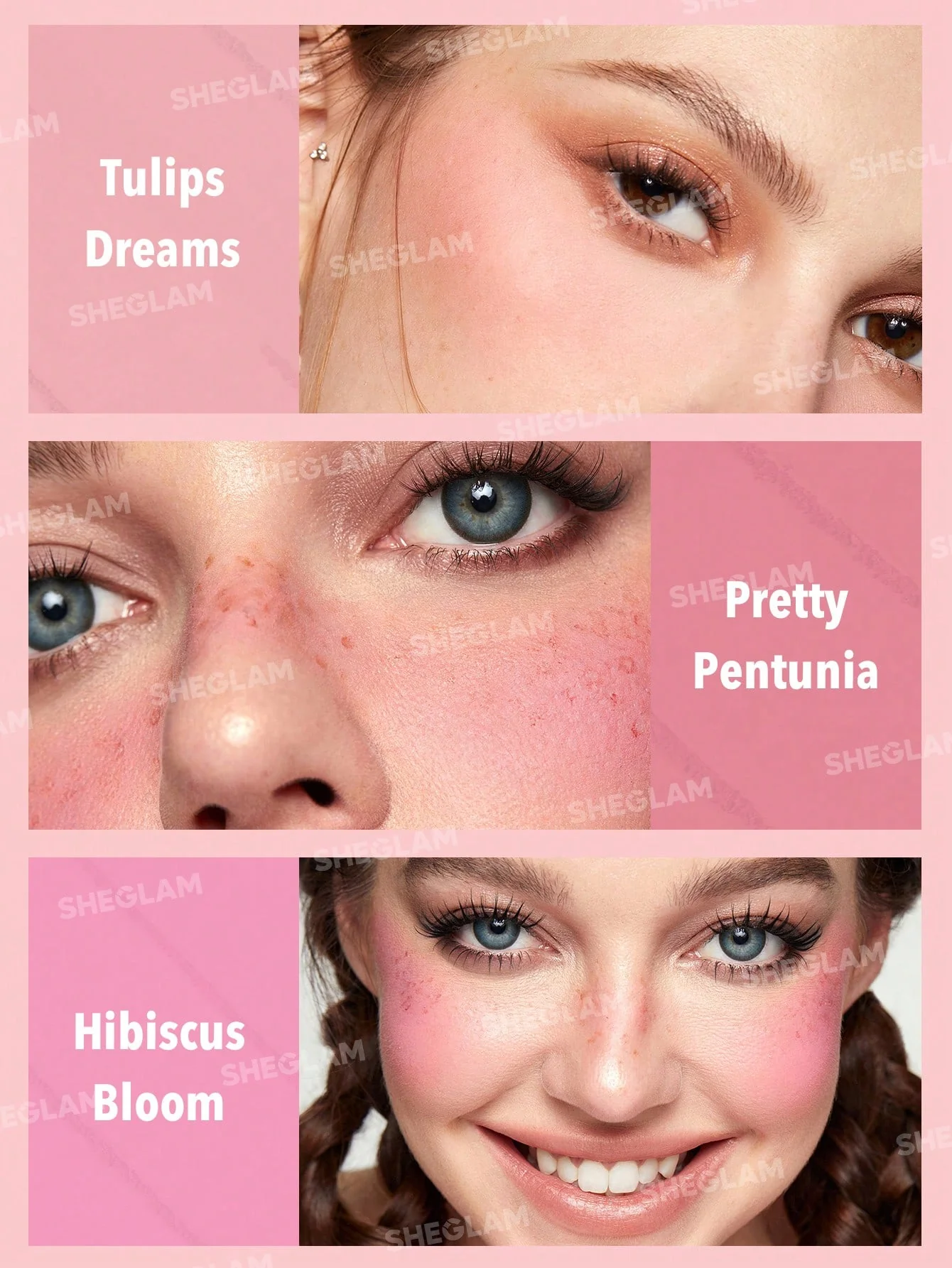 پالت رژگونه 6 رنگ شیگلم مدل floral flush blush رنگ های جذاب با پیگمنت بالا کد 3755 رنگ Blushing Bouquet
