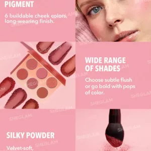 پالت رژگونه 6 رنگ شیگلم مدل floral flush blush رنگ های جذاب با پیگمنت بالا کد 3755 رنگ Blushing Bouquet
