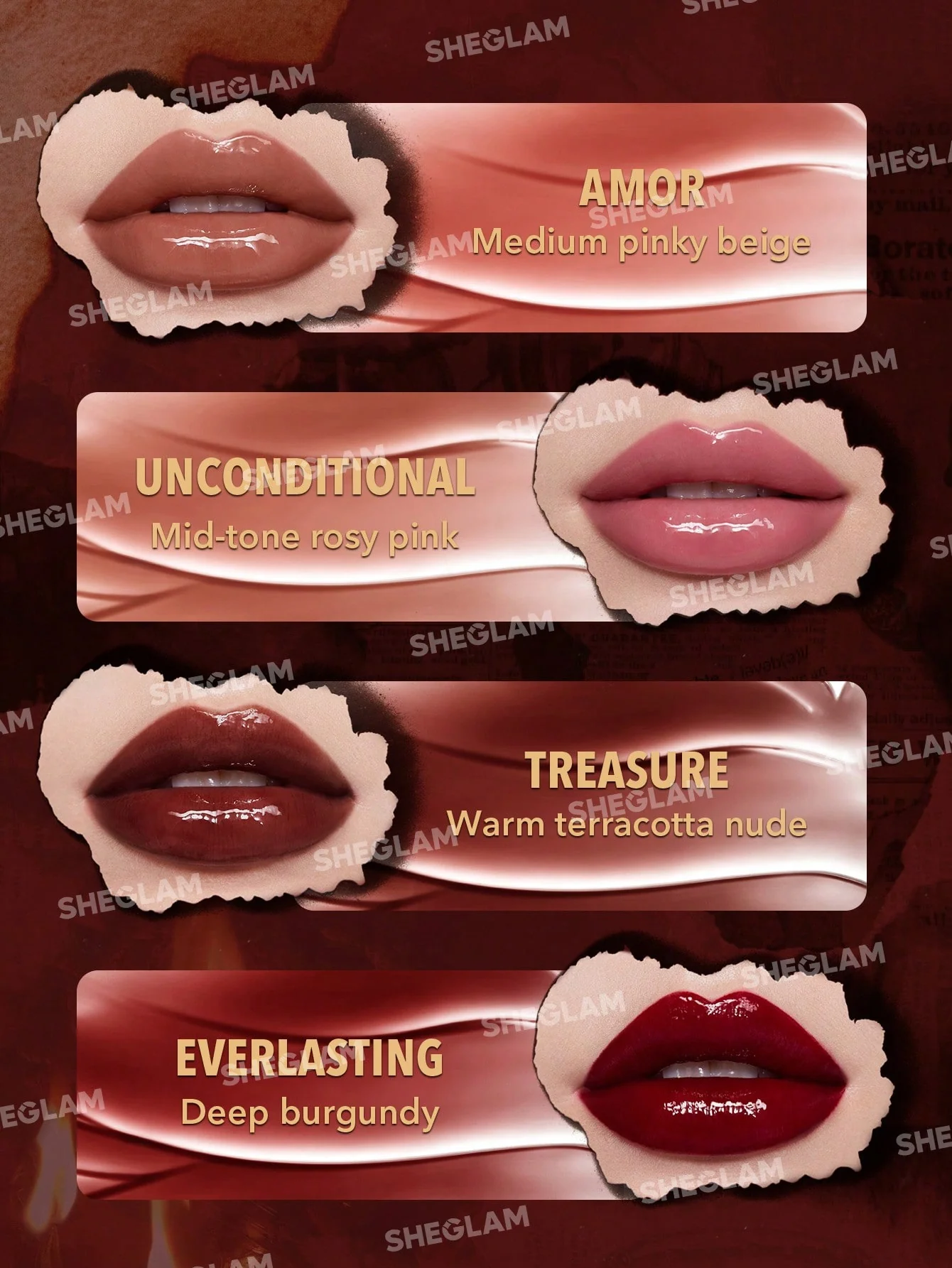 رژ لب خاص مایع براق شیگلم مدل Ember Rose در 4 رنگ جذاب