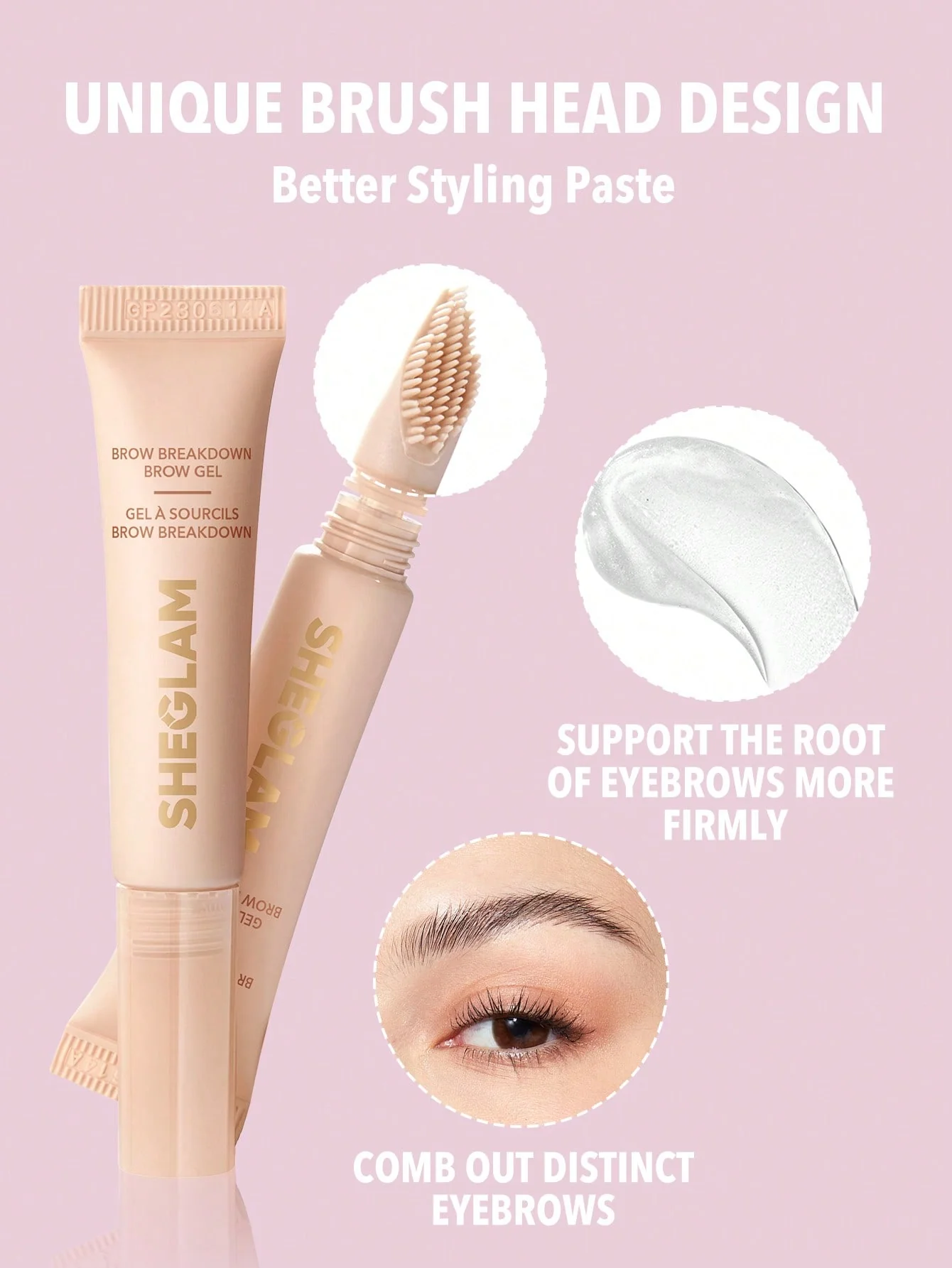 ژل ابرو تیوپی حالت دهنده شیگلم برس دار breakdown brow gel کد 6785