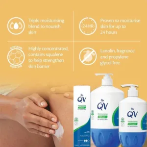 کرم مرطوب کننده QV برای پوست خشک و حساس در ٢ حجم مختلف