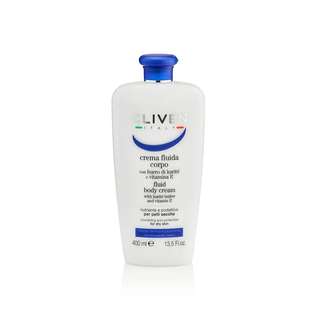 Nourishing-Fluid-Body-Cream-with-Shea-Butter-and-Vitamin-E کرم بدن فلوییدی کلیون مناسب پوست خشک