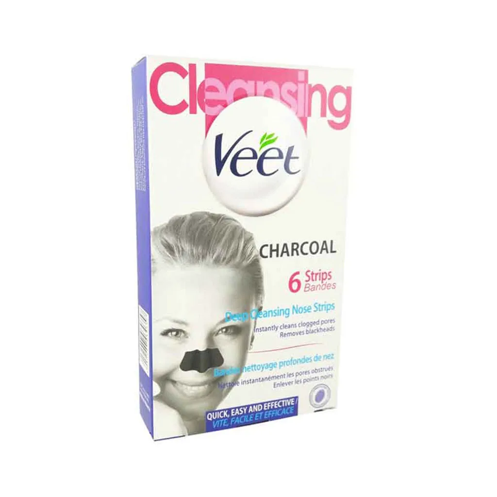 Veet Charcoal Charbon Deep Cleansing Nose Strips چسب بینی ویت veet مدل ذغالی