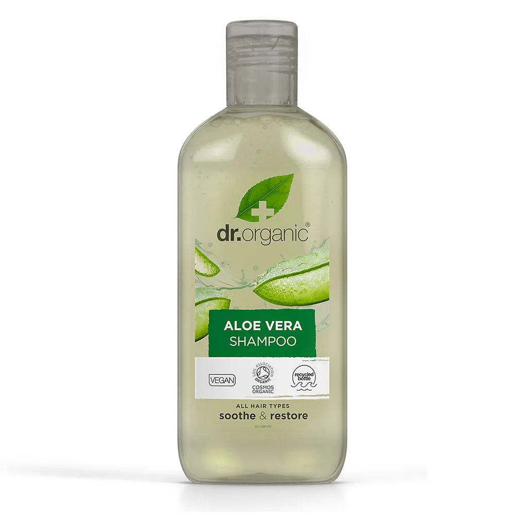 dr-organic-Aloe-Vera-Shampoo-(1) شامپو تقویتی و نرم کننده آلوورا دکتر ارگانیک مناسب انواع مو