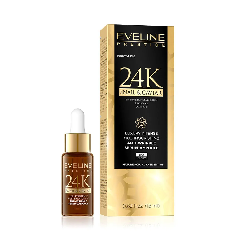 Eveline Cosmetics Eveleine Snail and Caviar serum, 0.63 Fl Oz (1) سرم روز و شب ضد چروک اولاین حاوی حلزون و خاویار