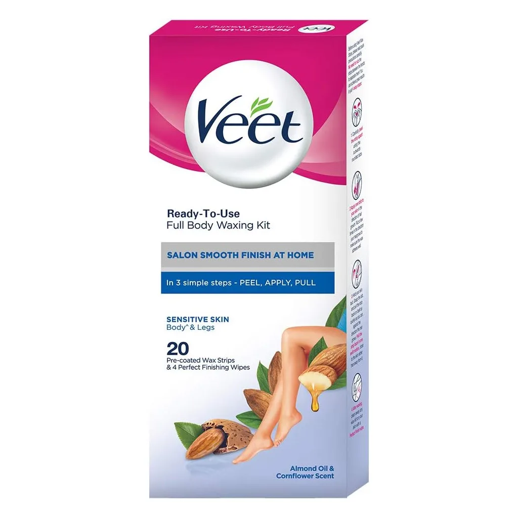 نوار وکس موبر ویت Veet آبی پوست حساس رایحه روغن بادام 20 عددی نوار وکس موبر ویت Veet آبی پوست حساس رایحه روغن بادام 20 عددی