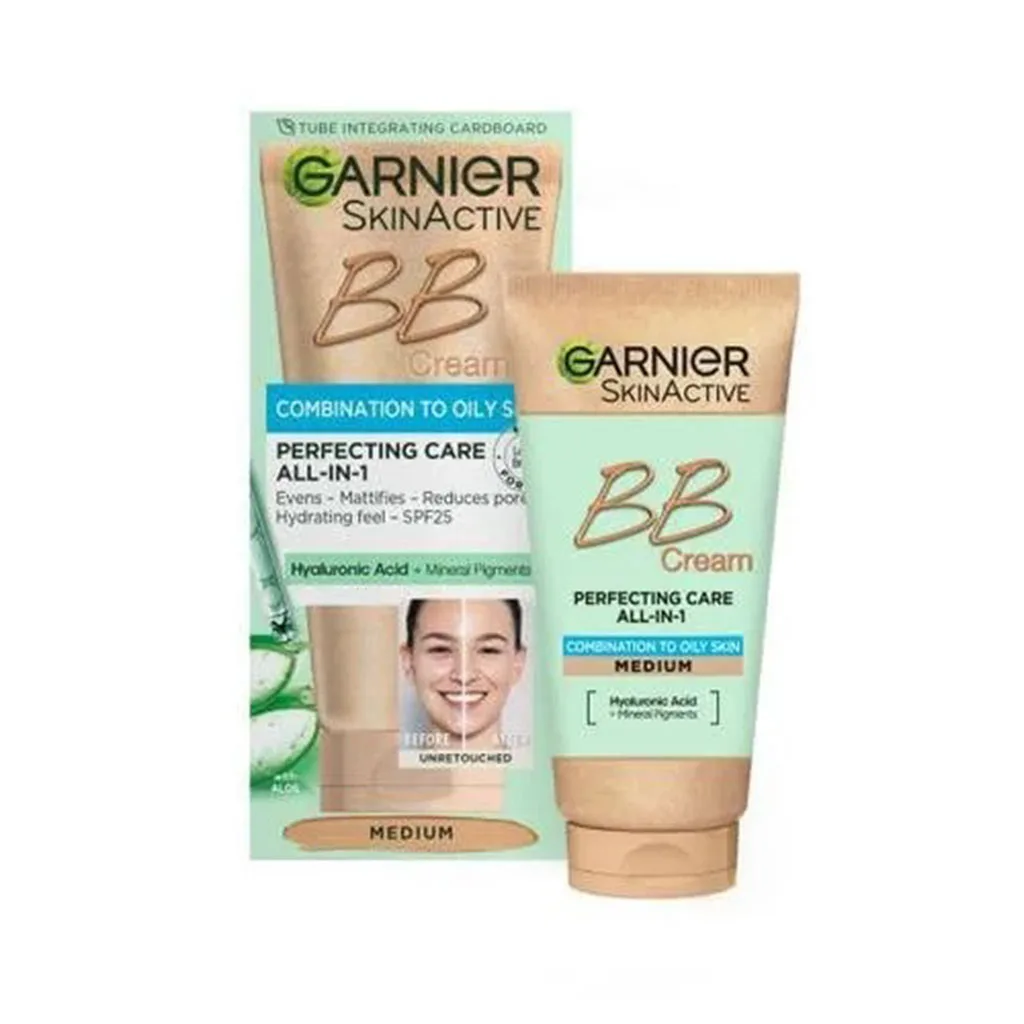 Garnier Oil-Free Perfecting All-in-1 BB Cream Tinted Moisturiser SPF25 (7) بی بی کرم گارنیر SPF25 حاوی هیالورونیک اسید
