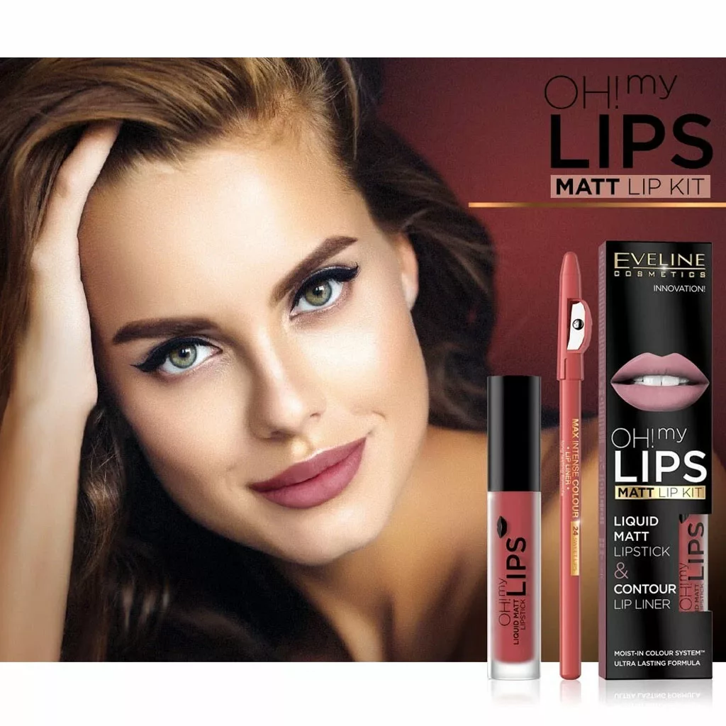 ست رژ لب مایع مات و خط لب اولاین مدل oh my lips