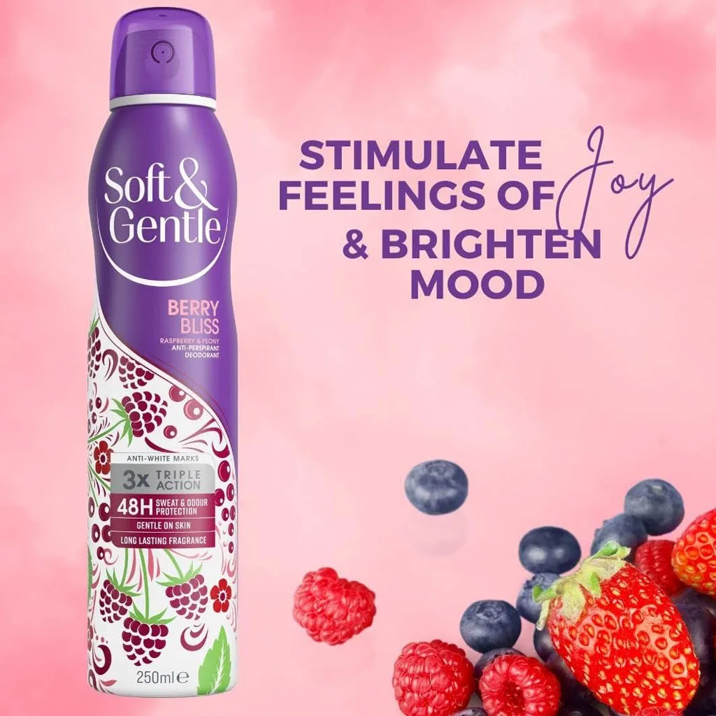 اسپری ضد تعریق سافت اند جنتل رایحه berry bliss میوه بری