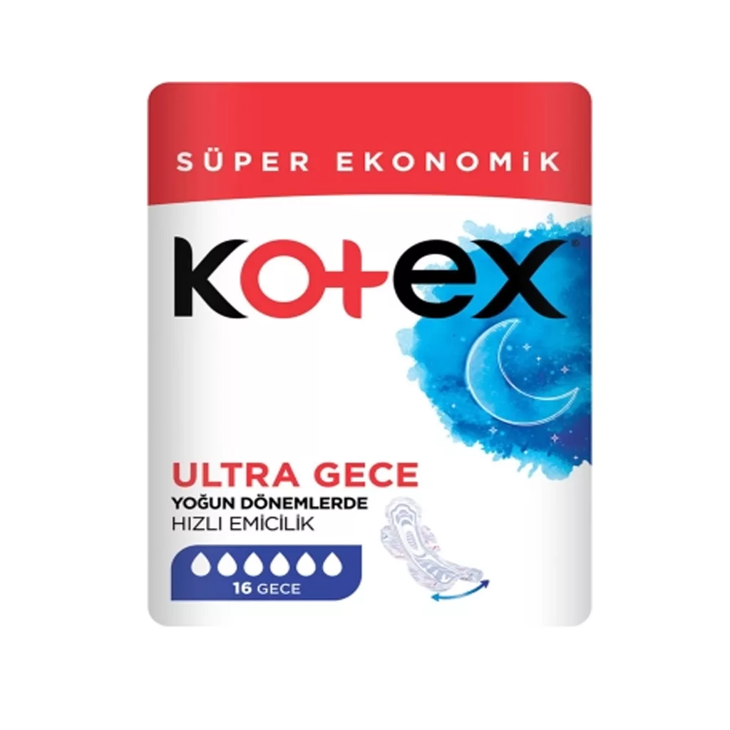 Kotex-Ultra-Super-Economic-Package-Night-16-Pack پد بهداشتی بانوان kotex مدل ultra gece مخصوص شب