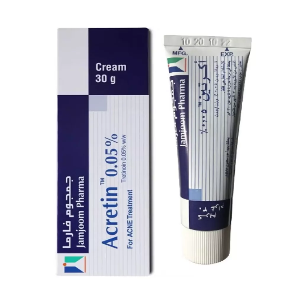 کرم ترتینویین 0.05% آکرتین جوانساز و ضد جوش قوی ویتامین A رتینوئید Jamjoom Pharma Acretin 0.05% Tretinoin