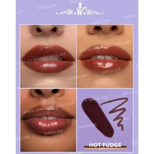 ست لیپ گلاس و خط لب شیگلم کاکائو مدل hot fudge
