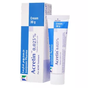 کرم ترتینویین 0.025% آکرتین جوانساز و ضد جوش قوی ویتامین A رتینوئید Jamjoom Pharma Acretin 0.025% Tretinoin