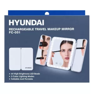 آینه میکاپ حرفه ای هیوندای HYUNDAI دارای پایه و LED آیینه آرایش