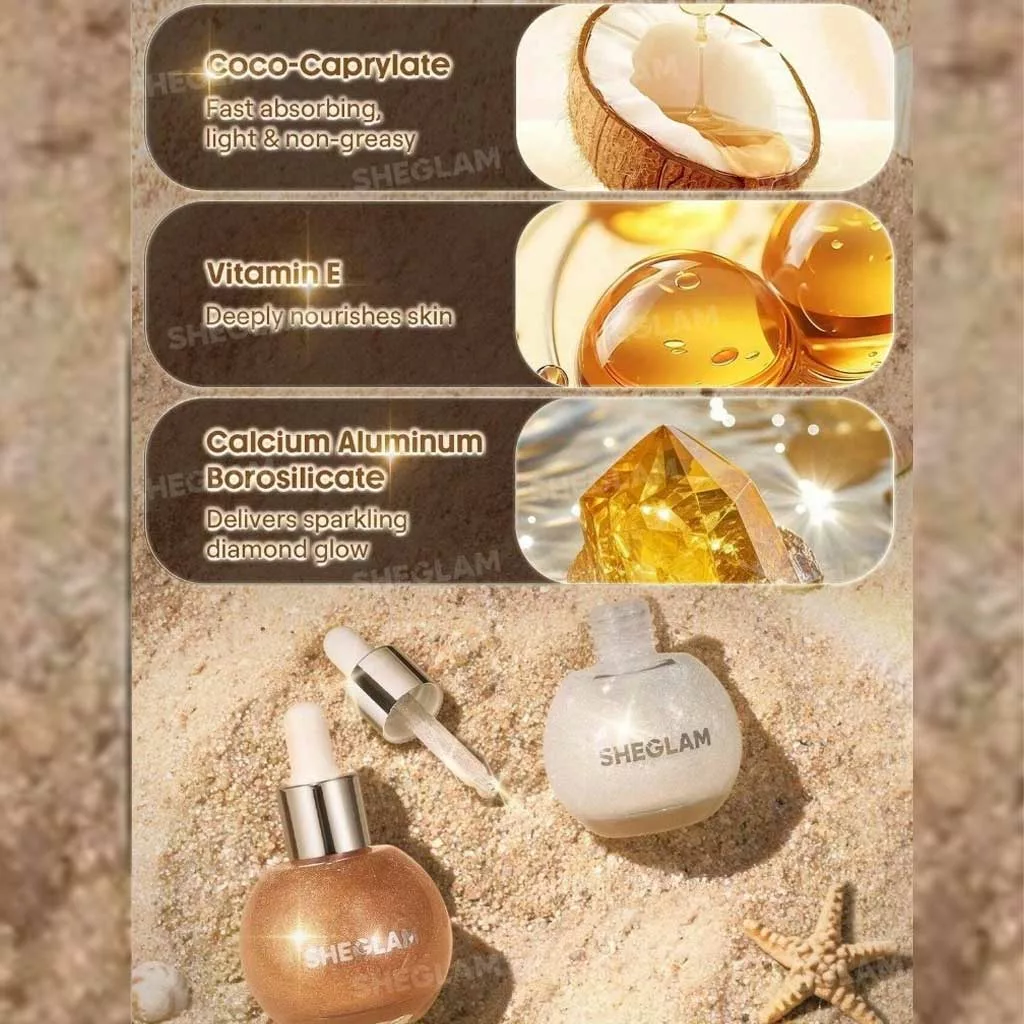 روغن بدن هایلایتر شیگلم رنگ Medusa سان لیت SUNLIT SILK BODY OIL