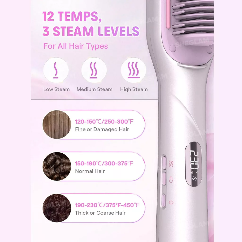 دستگاه برس حرارتی شیگلم هیدرا شات تخت Hydra shot Steam Straightening Brush PRO