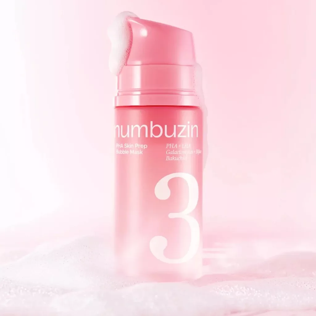 ماسک حبابی glow نامبوزین بابل ماسک Numbuzin 3 PHA+LHA Galactomyces + Bifida Bakuchiol Bubble Mask