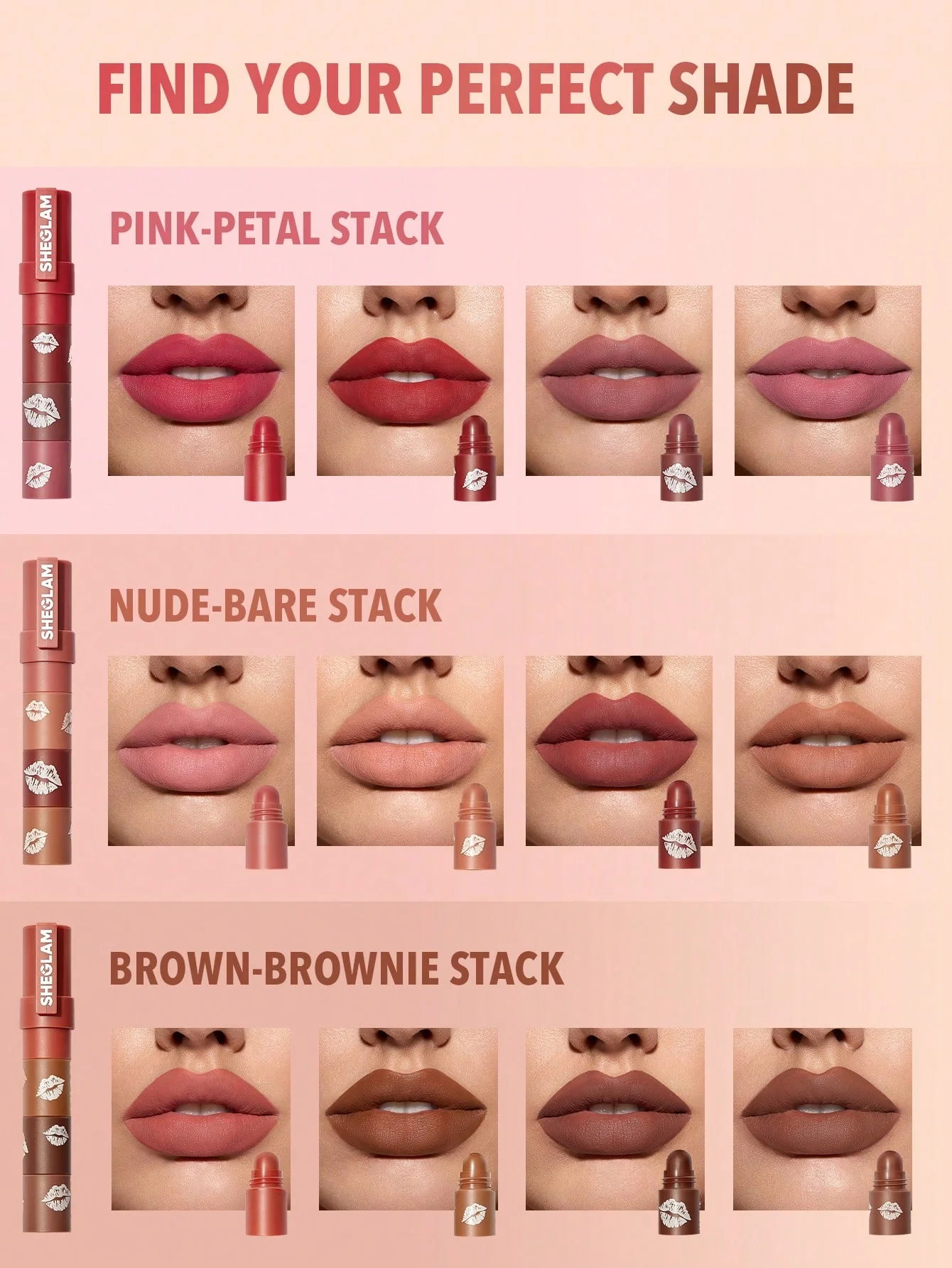رژ لب 4 تایی شیگلم مدل mega lips