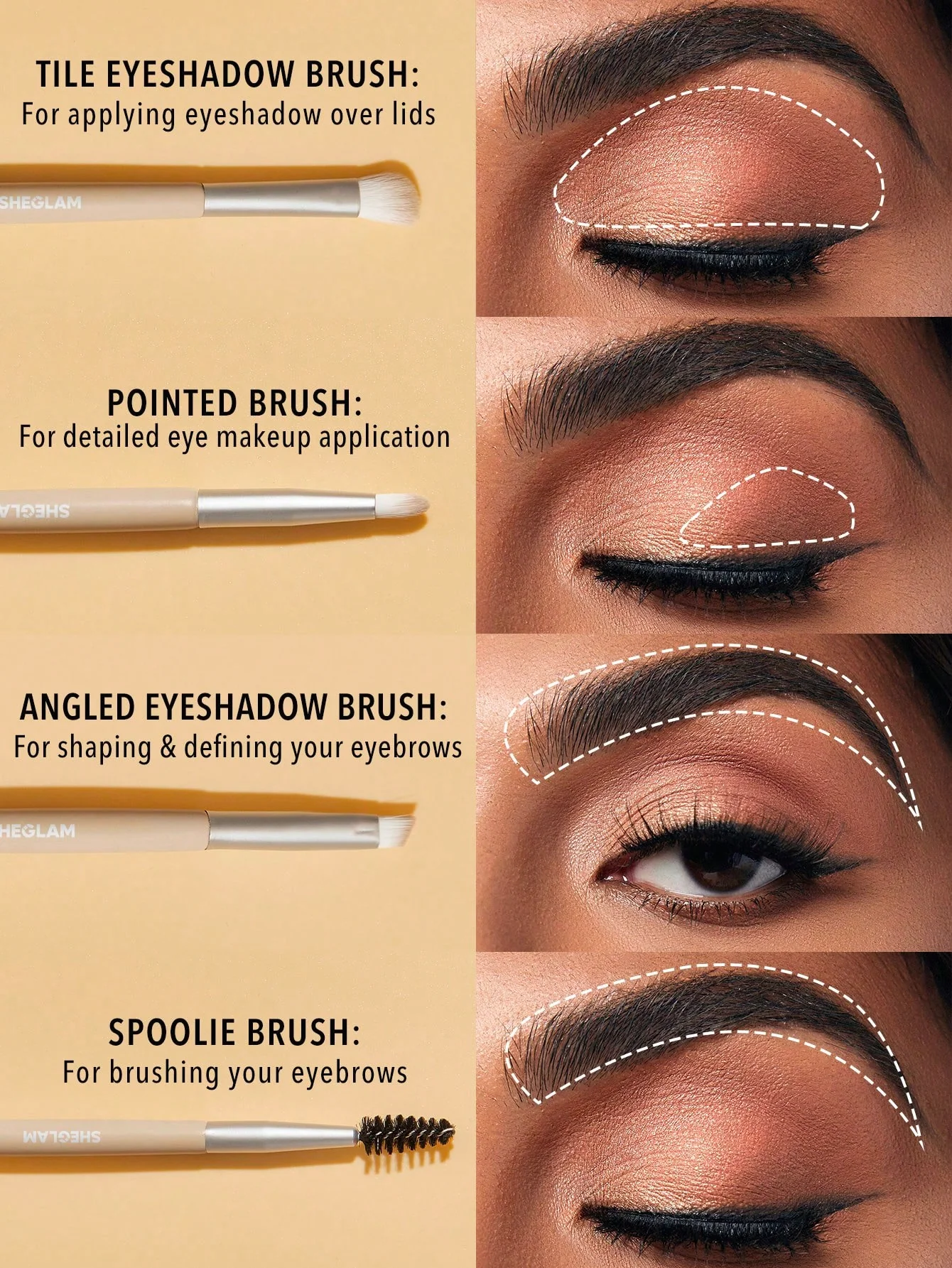 ست براش شیگلم مخصوص آرایش چشم حاوی 4 براش دو طرفه eye essential brush set