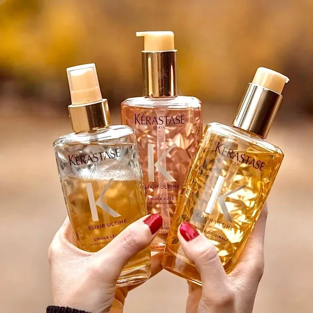 سرم مو الکسیر التایم کراستاس درخشان کننده ترمیم کننده ضد موخوره ضد حرارت Kerastase Elixir Ultime L'Huile Originale Hair Oil