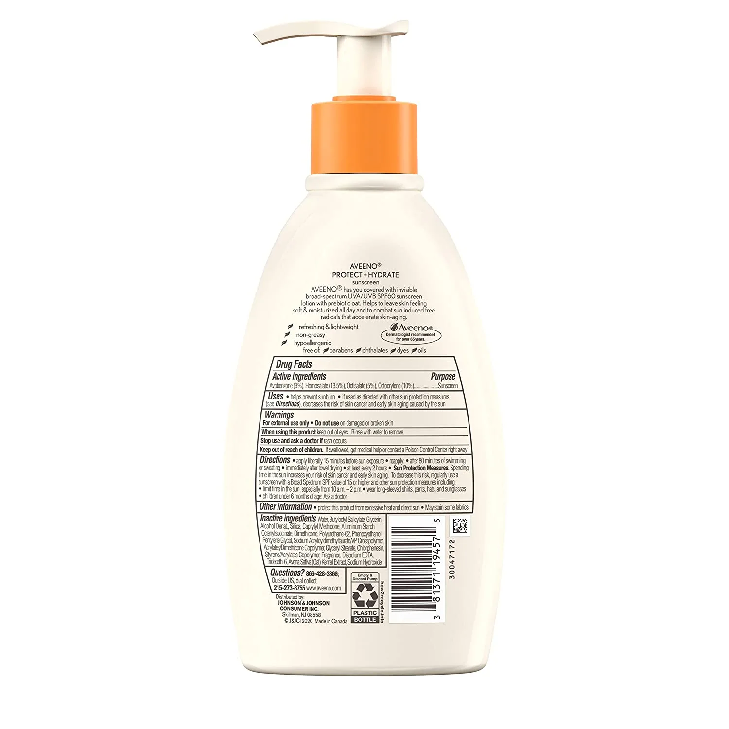 ضد آفتاب آبرسان جودوسر اوینو Aveeno ضدپیری و حساسیت و چربی مناسب بدن و صورت 354میل SPF60
