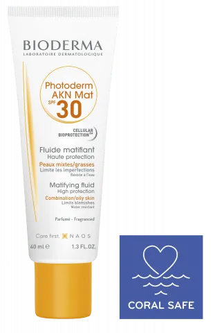 ضد آفتاب فلوئیدی AKN Mat بایودرما بی رنگ SPF 30 ضد لک و ضد جوش