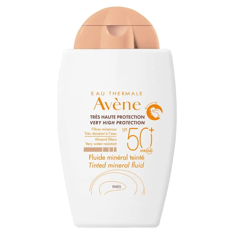 ضد آفتاب فلوئیدی مینرال اون رنگی تینت ملایم مناسب پوست حساس و انواع پوست Avene Tinted Mineral Fluid SPF 50 ضد آفتاب فلوئیدی مینرال اون رنگی تینت ملایم مناسب پوست حساس و انواع پوست Avene Tinted Mineral Fluid SPF 50