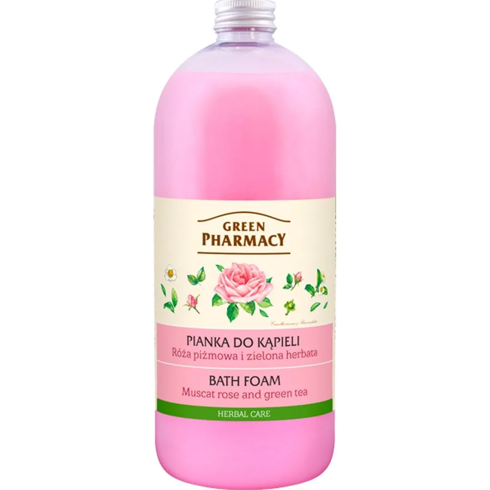 فوم و کف حمام گرین فارماسی حاوی عصاره گل رز و چای سبز 1000میل فوم و کف حمام گرین فارماسی حاوی عصاره گل رز و چای سبز 1000میل