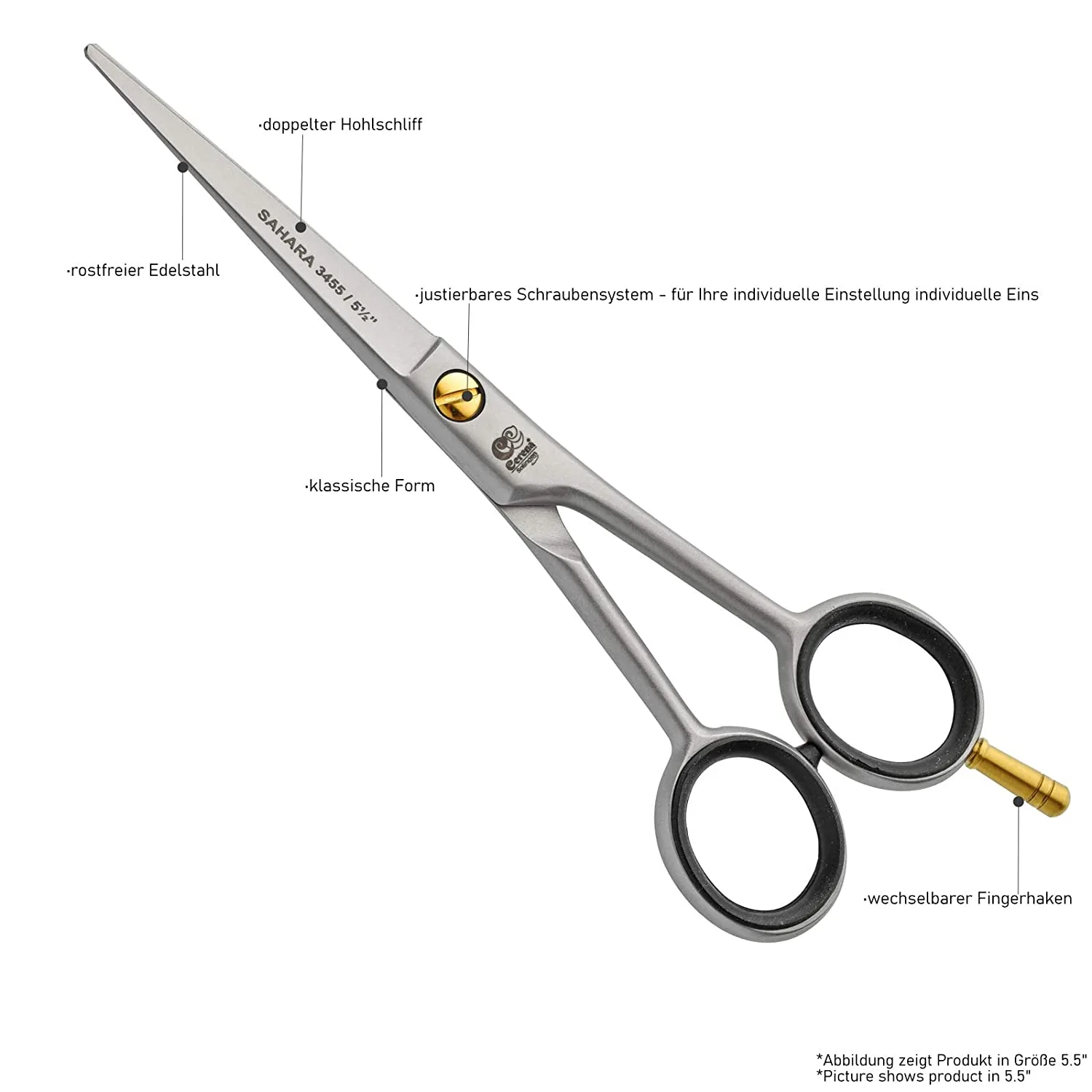 قیچی آرایشگری حرفه ای آلمانی سرنا کد 3455 Cerena Sahara Scissors 5.5