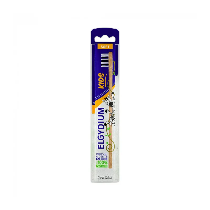 مسواک چوبی کودک الگایدیوم ELGYDIUM سوئیس نرم(SOFT) مناسب دندان و لثه حساس کودک