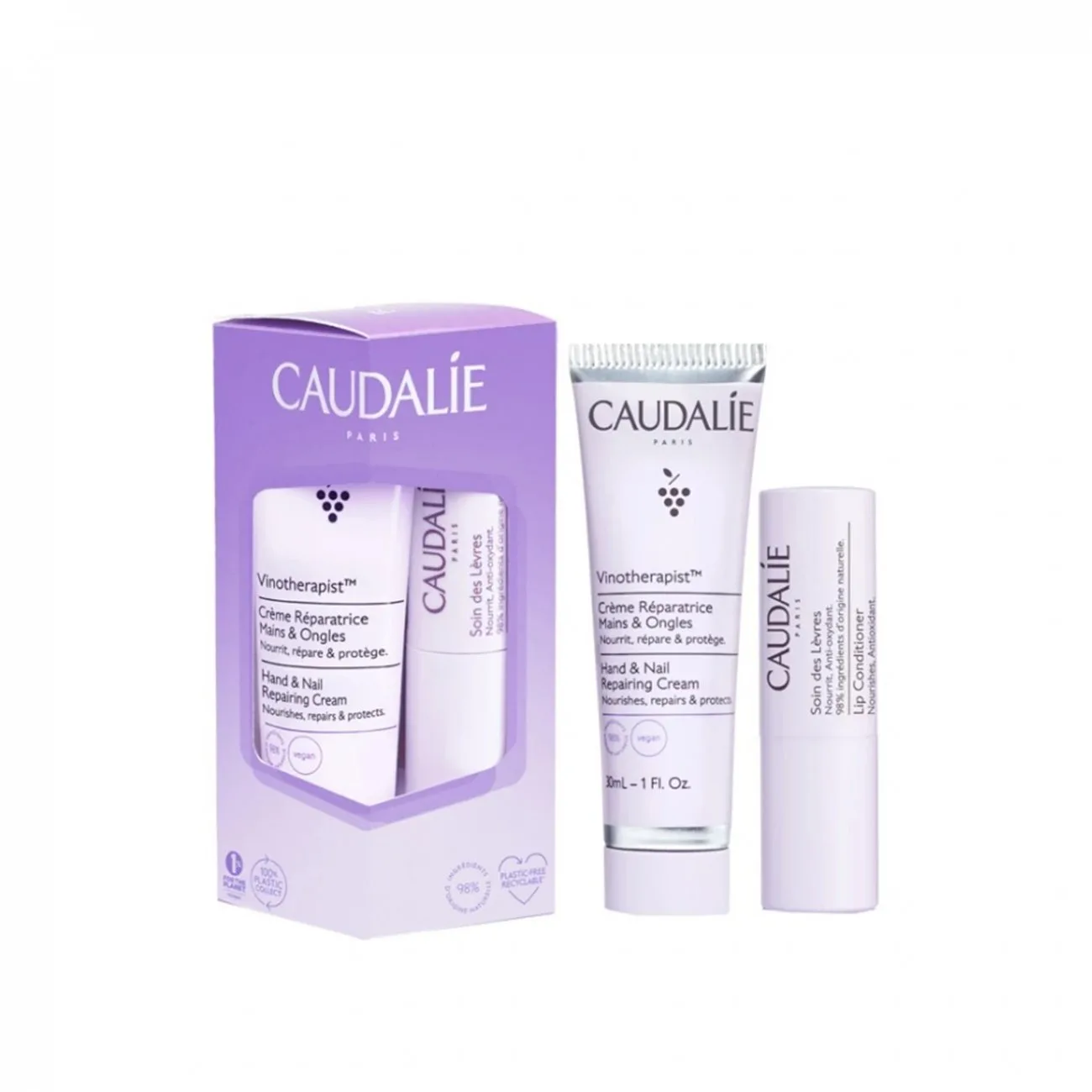 کرم دست و ناخن و بالم لب کدلی ترمیم و تقویت کننده مدل Caudalie VINOTHERAPIST