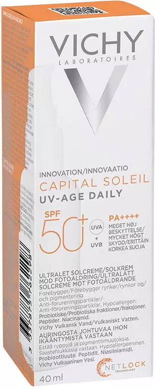 کرم ضد آفتاب ضد چروک لک پیری ویشی 40میل مدل پمپی انواع پوست SPF50