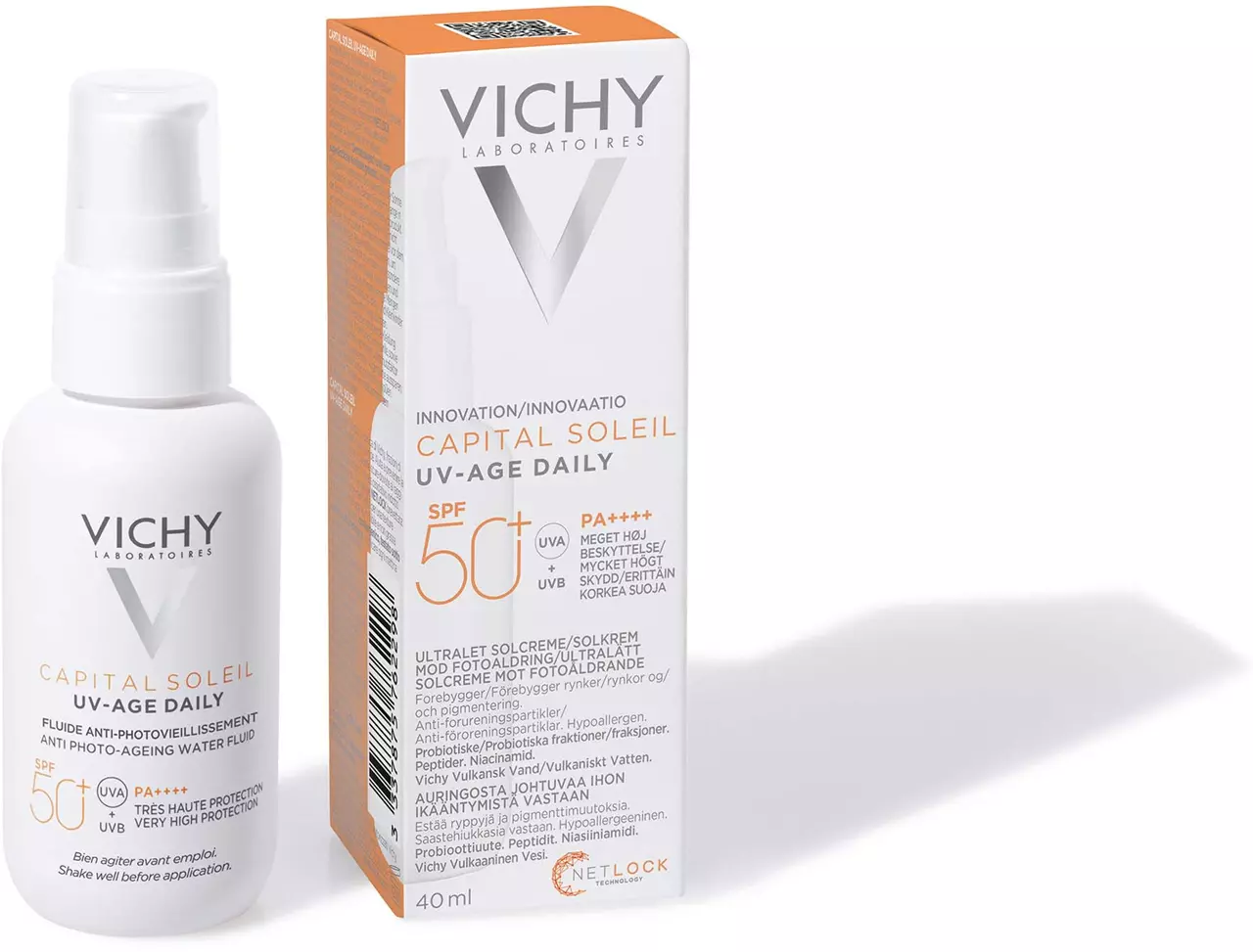 کرم ضد آفتاب ضد چروک لک پیری ویشی 40میل مدل پمپی انواع پوست SPF50