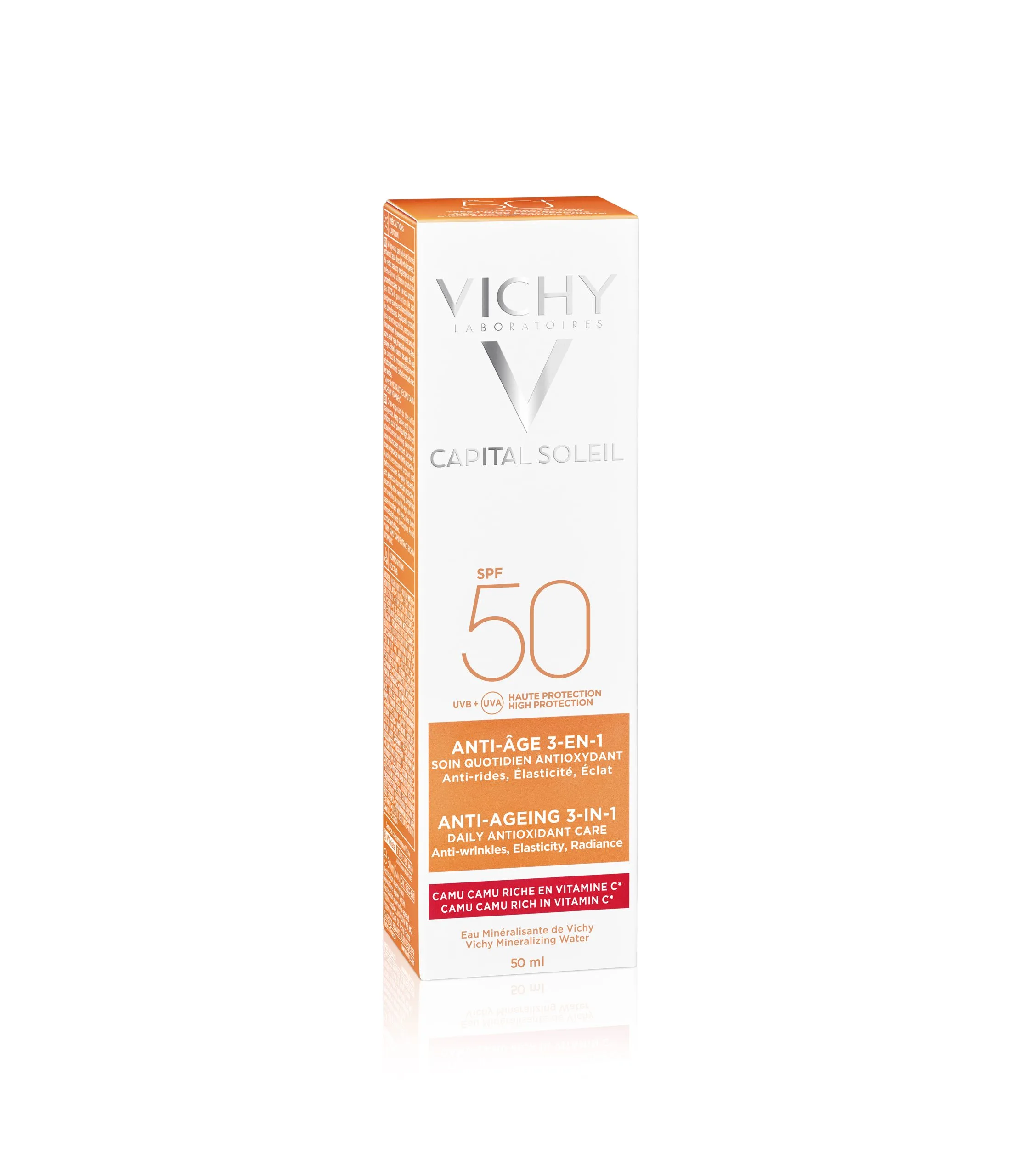 کرم ضد آفتاب بی رنگ SPF50 ویشی ضد چروک مناسب انواع پوست