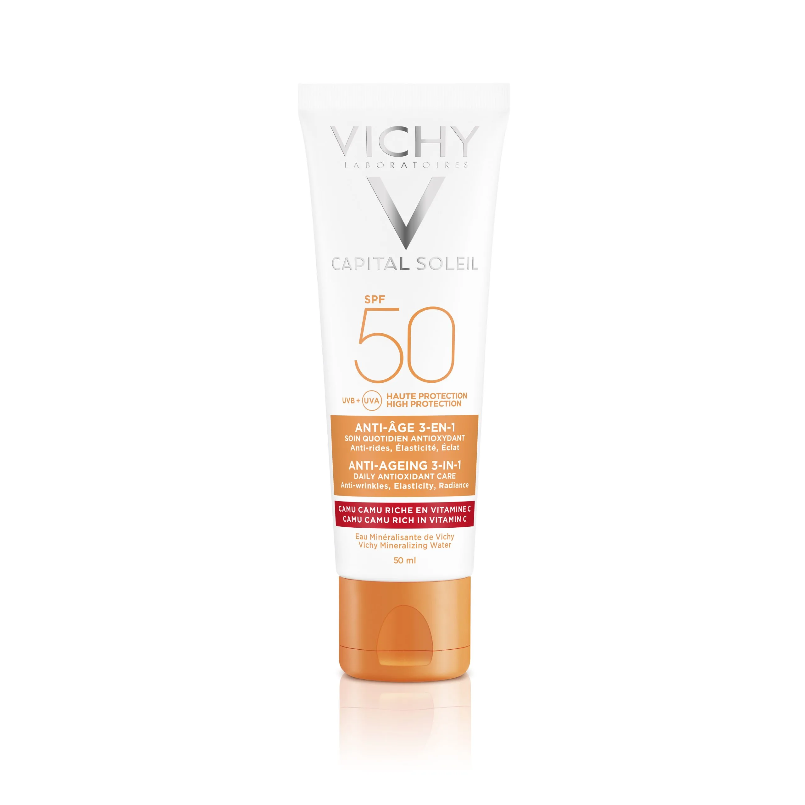 کرم ضد آفتاب بی رنگ SPF50 ویشی ضد چروک مناسب انواع پوست کرم ضد آفتاب بی رنگ SPF50 ویشی ضد چروک مناسب انواع پوست